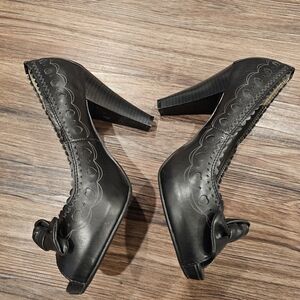 2 Lips Too Black Women's Heels with Bow Detail